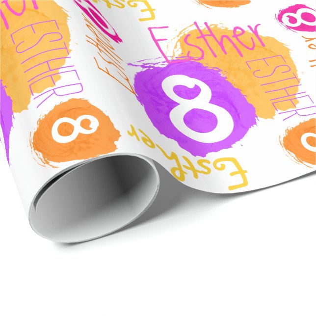 Papel De Presente Moldura personalizada de pintura de aniversário de (Ponta do rolo)