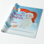 Papel De Presente Molercola d'água Magia Papai Noel<br><div class="desc">Aquarela pintada à mão - Papai Noel Mágico - trabalho de arte de ilustração com aquarela criado por Nisuris Art.</div>
