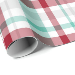 Papel De Presente Molho de Xadrez com Verificação Vermelha e Verde d