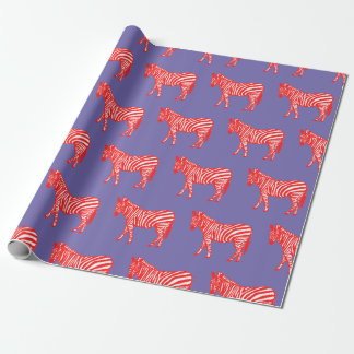Papel De Presente Molho Zebra Vermelho e Púrpura