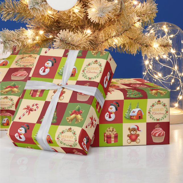 Papel De Presente Momentos Alegres – Azulejo de Ícone de Natal (Feriados)