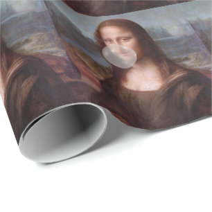 Papel De Presente Mona Lisa a soprar o chiclete da cinza