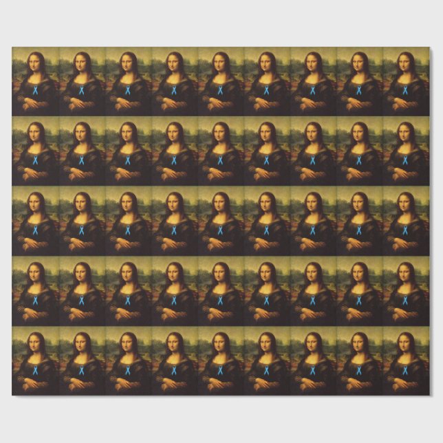 Papel De Presente Mona Lisa Veste Fita Azul (Aberto)