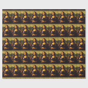 Papel De Presente Mona Lisa Vestindo Fita Rosa