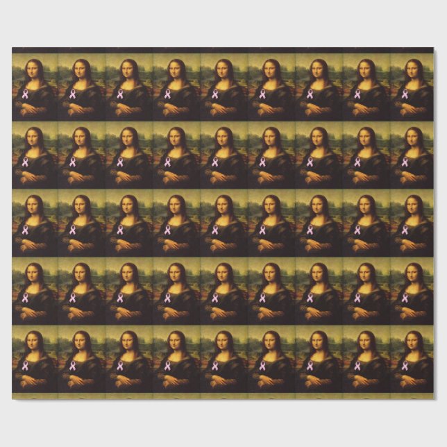 Papel De Presente Mona Lisa Vestindo Fita Rosa (Aberto)