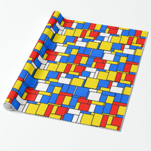 Papel De Presente Mondrian inspirou o teste padrão amarelo azul
