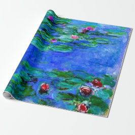 Papel De Presente Monet - Lírios de Água (vermelho)