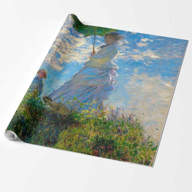 Papel De Presente Monet Mulher Guarda-Sol Impressionismo (Desenrolado)