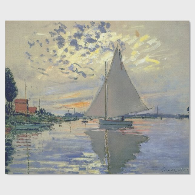 Papel De Presente Monet Sailboat French Impressionism Classic Art (Aberto)