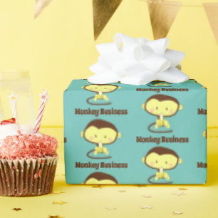 Papel De Presente Monkey Business Engraçado Cartoon Monkey Design