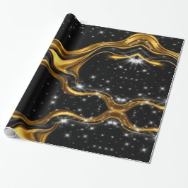 Papel De Presente Monochrome Abstract Opulence: High-End Gold Textur