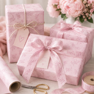 Papel De Presente Monograma com padrão de aquarela Think Pink