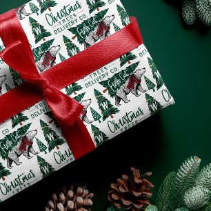 Papel De Presente Monograma da entrega das árvores de Natal do urso