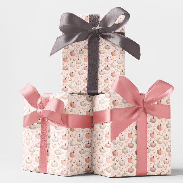 Papel De Presente Monograma da Pastel Pumpkin - Inicial Personalizad (Criador carregado)