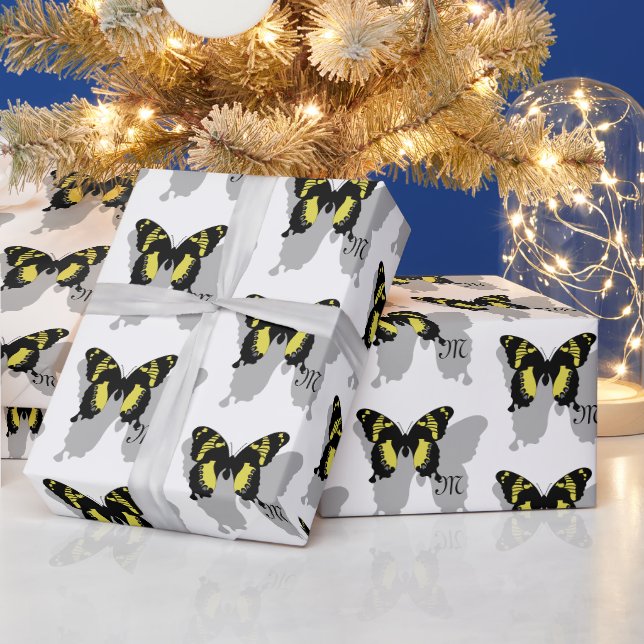 Papel De Presente Monograma da Sombra da Borboleta Jamaica (Feriados)