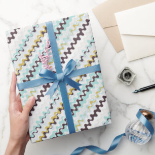 Papel De Presente Monograma de abstrato do padrão de turquesa color