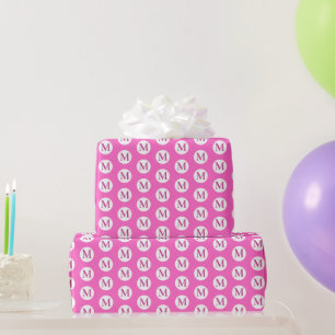 Papel De Presente Monograma de Bolinhas rosa