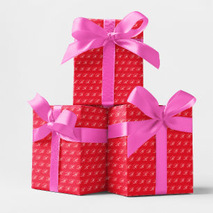 Papel De Presente Monograma de Caligrafia Clássica Chique Vermelho B