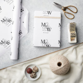 Papel De Presente Monograma de Casamento de Tipografia Luxuosa