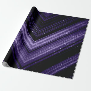 Papel De Presente Monograma de chevron preto roxo neon metálico bril