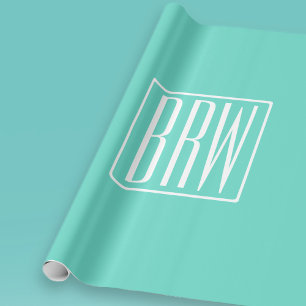 Papel De Presente Monograma de iniciais modernas em negrito Branco