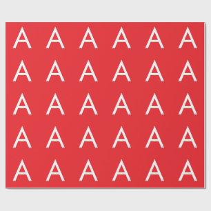 Papel De Presente Monograma de Letra Inicial Vermelho Branco Simples