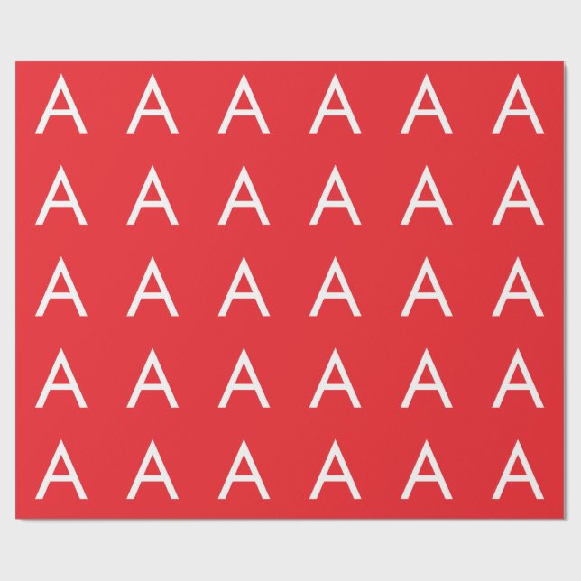 Papel De Presente Monograma de Letra Inicial Vermelho Branco Simples (Aberto)