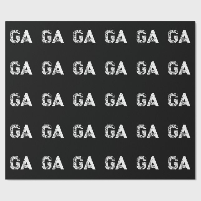 Papel De Presente Monograma de Letras Iniciais Preto Branco Simples  (Aberto)