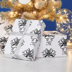 Papel De Presente Monograma de Lulas de cinza