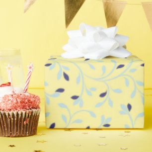 Papel De Presente Monograma de padrão floral amarelo-acastanhado