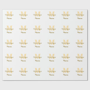 Papel De Presente Monograma do grupo da noiva dourado simples para c