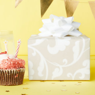 Papel De Presente Monograma do padrão floral bege Elegante