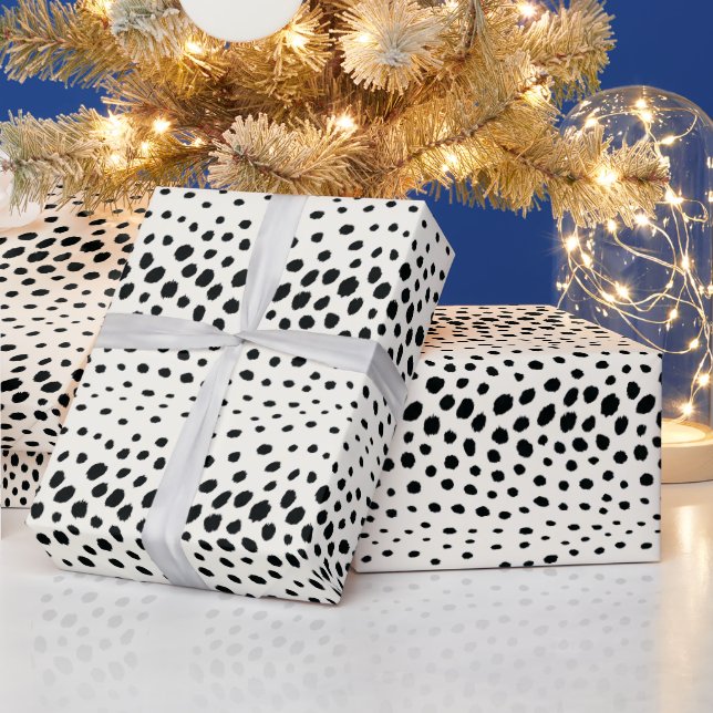 Papel De Presente Monograma do padrão-impressão do chic black cheeta (Feriados)