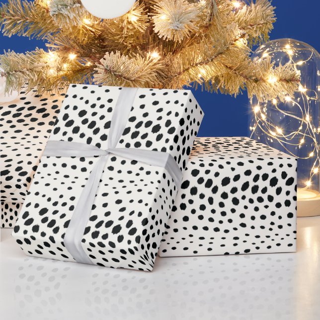 Papel De Presente Monograma do padrão-impressão do chic black cheeta (Feriados)