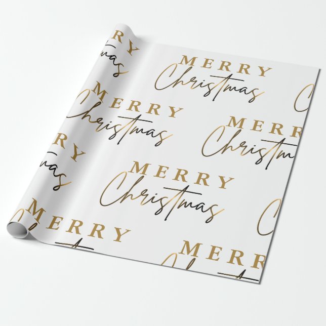 Papel De Presente Monograma Elegante Simples Feliz Natal (Desenrolado)