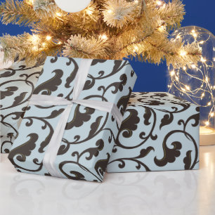 Papel De Presente Monograma floral feminino elegante do teste padrão