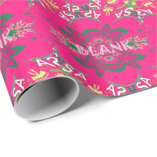 Papel De Presente Monograma Floral Rosa Vibrante Sombreado Roxo Bebê