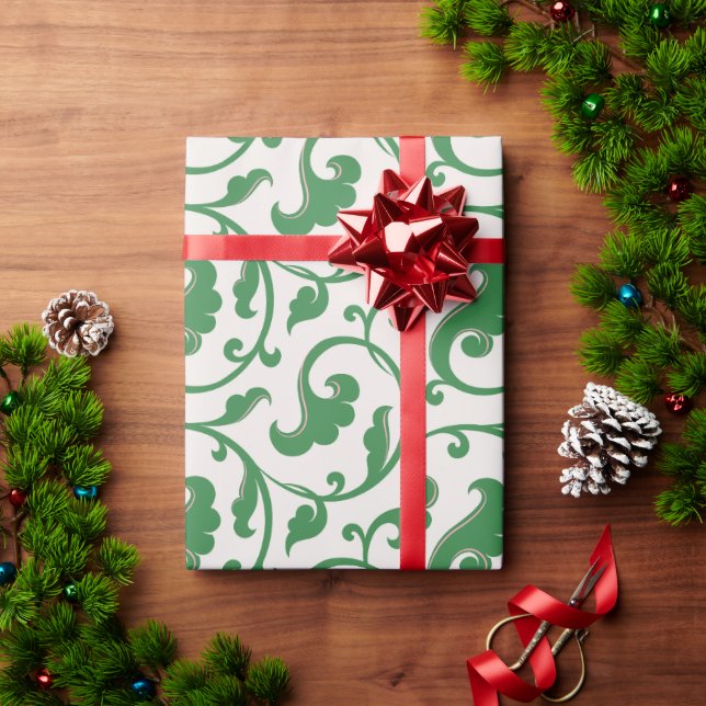 Papel De Presente Monograma floral verde feminino elegante do teste (Presente de Natal)