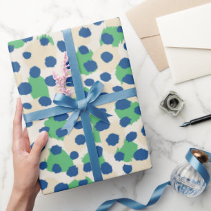 Papel De Presente Monograma impressão de chic verde-azul-guepardo
