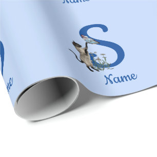 Papel De Presente Monograma Inicial Da Borboleta De Gato Siamês S Se