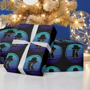 Papel De Presente Monograma Inicial De Omã Azul Para Homens