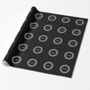 Papel De Presente Monograma Inicial do Quadro-Chave Grego Branco Pre