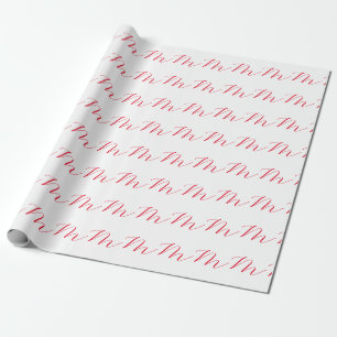 Papel De Presente Monograma Inicial Vermelho Branco Único Minimalist