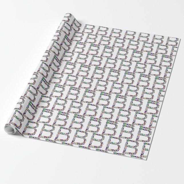 Papel De Presente Monograma - Letra inicial B (Desenrolado)