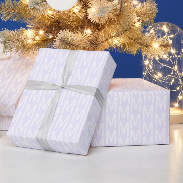 Papel De Presente Monograma lilático de lavanda leve moderna (Feriados)