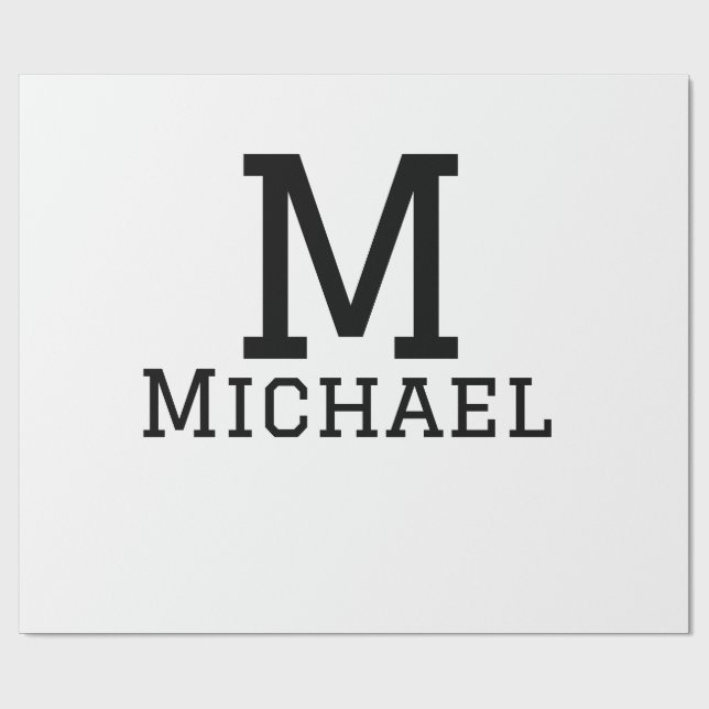 Papel De Presente Monograma maiúsculo com nome clássico simples (Aberto)