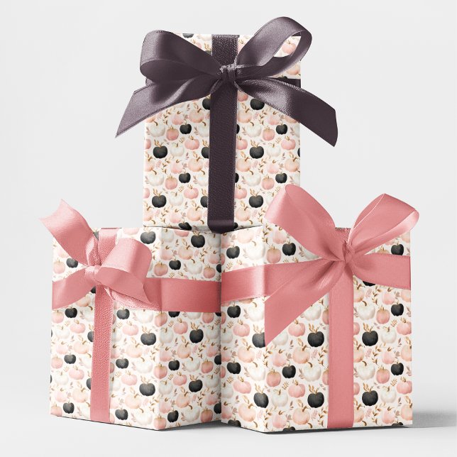 Papel De Presente Monograma Moderno de Abóbora - Inicial Personaliza (Criador carregado)