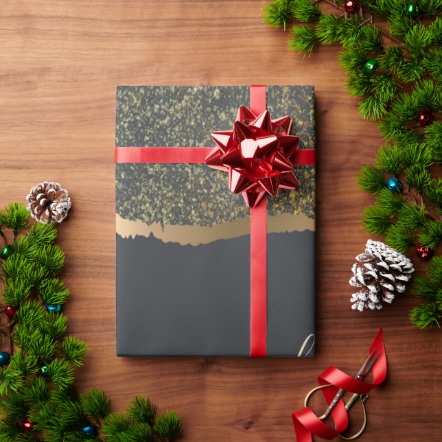 Papel De Presente Monograma Moderno Elegante com Toque Dourado (Presente de Natal)