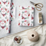 Papel De Presente Monograma Moderno Personalizado de Casamento Flora<br><div class="desc">Monograma clássico moderno rodeado por peônias rosa e outras flores lindas. Perfeito para presentes de casamento ou chá de noiva.</div>