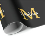 Papel De Presente Monograma Nome inicial Dourado Preto Branco Person<br><div class="desc">Projetado com modelos de texto para o & nome inicial monograma que você pode personalizar! Você também pode mudar as cores conforme desejar. Excelente para aniversários,  casamentos,  chás de panela,  graduações,  chás de fraldas e muito mais!</div>